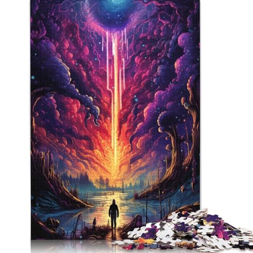 Puzzle für Erwachsene mit 1000 Teilen Psychedelische Nachtszene Puzzle für Erwachsene Holzpuzzle Erwachsene und Kinder 1000 Teile (75 x 50 cm) von wuzihanptpt