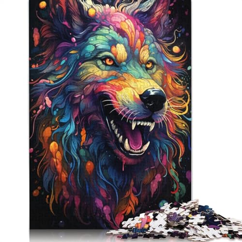 Puzzle für Erwachsene mit 1000 Teilen Puzzle Malerei Farbiger Wolf Puzzle für Erwachsene Holzpuzzle Spielzeug Wanddekoration 1000 Teile (75 x 50 cm) von wuzihanptpt