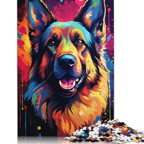 Puzzle für Erwachsene mit 1000 Teilen bunter Deutscher Schäferhund Malen Puzzle für Kinder Papierpuzzle Lernspiel Herausforderungsspielzeug 1000 Teile (38 x 26 cm) von wuzihanptpt