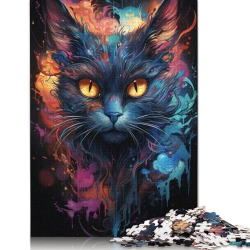 Puzzle für Erwachsene mit 1000 Teilen buntes „Psychedelia of Evil Cats“-Puzzle für Erwachsene Holzpuzzle Spielzeug Wanddekoration 1000 Teile (75 x 50 cm) von wuzihanptpt