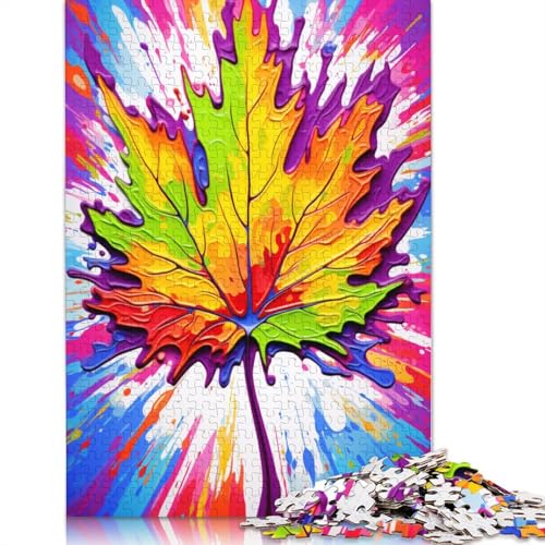 Puzzle für Erwachsene mit 1000 Teilen farbenfrohe psychedelische kanadische Ahornblätter Puzzle für Erwachsene Papierpuzzle Puzzle für Erwachsene Lernspiel Herausforderungsspielzeug von wuzihanptpt