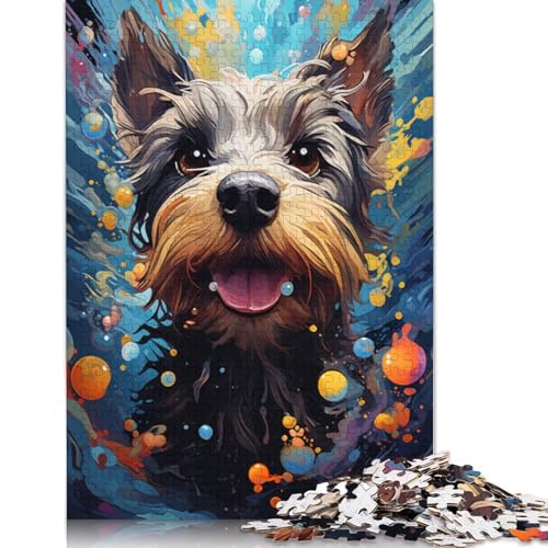 Puzzle für Erwachsene mit 1000 Teilen farbenfroher Psychedelischer Hund Unterwasser-Terrier Puzzle für Erwachsene Holzpuzzle tolles Geschenk für Erwachsene und Kinder 1000 Teile (75 x 50 cm) von wuzihanptpt