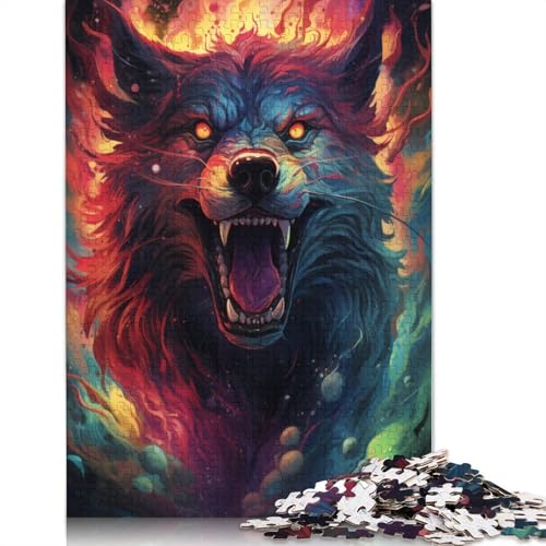 Puzzle für Erwachsene mit 1000 Teilen farbenfrohes Puzzle mit wildem bösartigem Hund Papierpuzzle für Erwachsene Spielzeug-Wanddekoration 1000 Teile (38 x 26 cm) von wuzihanptpt