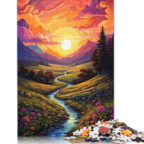 Puzzle für Erwachsene mit 1000 Teilen farbenfrohes psychedelisches Landschafts-Sonnenuntergangs-Puzzle für Erwachsene Papierpuzzle Puzzle für Erwachsene Lernspiel Herausforderungsspielzeug von wuzihanptpt
