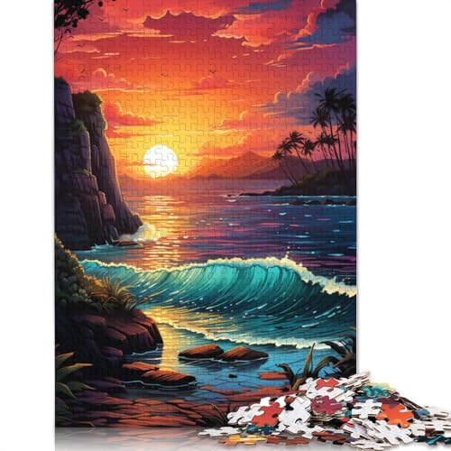 Puzzle für Erwachsene mit 1000 Teilen farbenfrohes und fantastisches Sonnenuntergangs-Strand-Puzzle für Erwachsene Holzpuzzle Spielzeug Wanddekoration 1000 Teile (75 x 50 cm) von wuzihanptpt