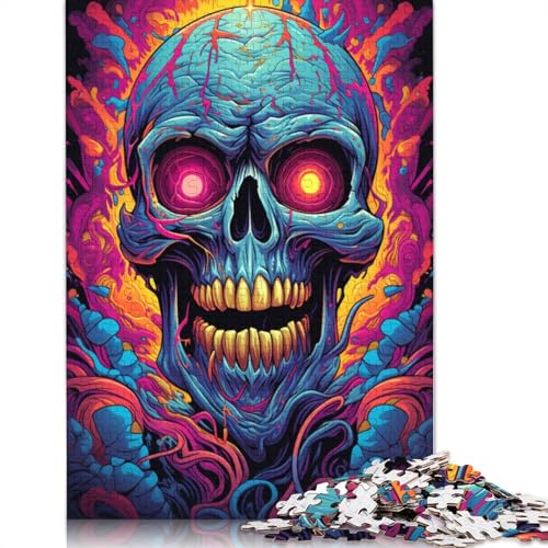 Puzzle für Erwachsene mit 1000 Teilen psychedelische Malerei farbenfroher Totenkopf Puzzle für Erwachsene Papierpuzzle Puzzle für Erwachsene Lernspiel Herausforderungsspielzeug von wuzihanptpt