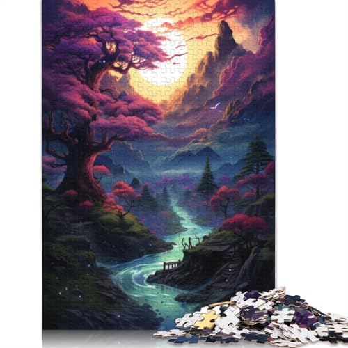 Puzzle für Erwachsene psychedelische japanische Landschaft 1000 Teile Puzzle aus Papier Puzzle für Kinder ab Jahren Lernspiel 1000 Teile (38 x 26 cm) von wuzihanptpt