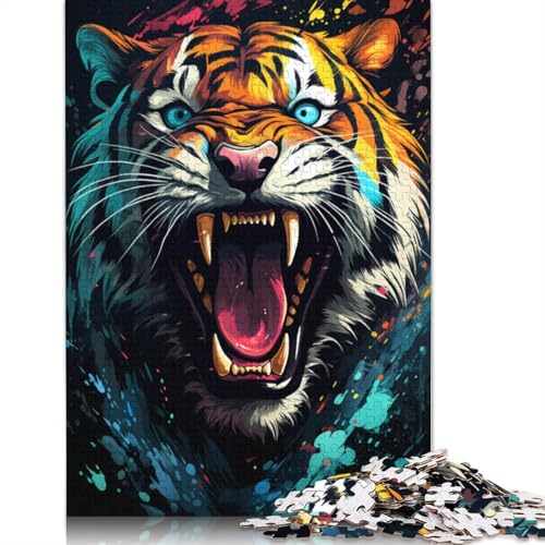 Puzzle für Erwachsene wildes Gemälde Feuertiger 1000 Teile Puzzle aus Holz für Erwachsene und Kinder ab einem Alter von 75 x 50 cm anspruchsvolle Puzzles für Erwachsene 1000 Teile (75 x 50 cm) von wuzihanptpt