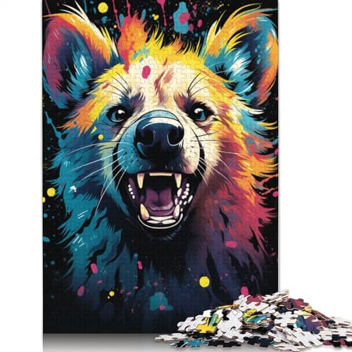 Puzzle für Hyänen farbenfrohes psychedelisches 1000-teiliges Puzzle Holzpuzzle für Erwachsene und Kinder ab Jahren Lernspiel Herausforderungsspielzeug 1000 Teile (75 x 50 cm) von wuzihanptpt