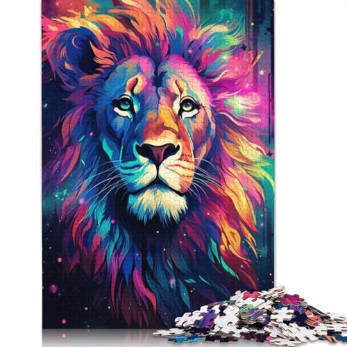 Puzzle für Sternennachtszene mit Löwe 1000 Teile Puzzle aus Holz für Erwachsene und Kinder ab Jahren Lernspiel Herausforderungsspielzeug 1000 Teile (75 x 50 cm) von wuzihanptpt