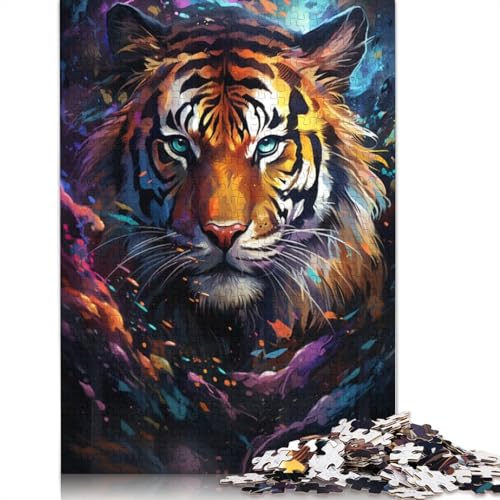 Puzzle für bunten Tiger 1000 Teile Puzzle aus Holz für Erwachsene und Kinder ab Jahren Lernspiel Herausforderungsspielzeug 1000 Teile (75 x 50 cm) von wuzihanptpt