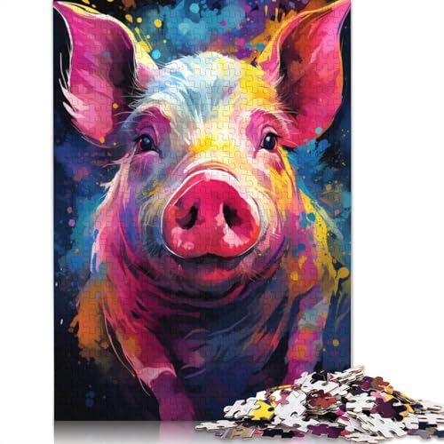Puzzle für buntes süßes Schwein 1000 Teile Puzzle aus Papier Puzzle für Erwachsene und Kinder ab Jahren Lernspiel Herausforderungsspielzeug 1000 Teile (38 x 26 cm) von wuzihanptpt