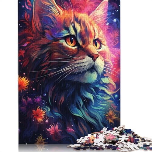 Puzzle für farbenfrohe Kunst von Cosmic Cats 1000-teiliges Puzzle für und Kinder Papierpuzzle für und Kinder ab einem Alter von 1000 Jahren tolles Geschenk für von wuzihanptpt