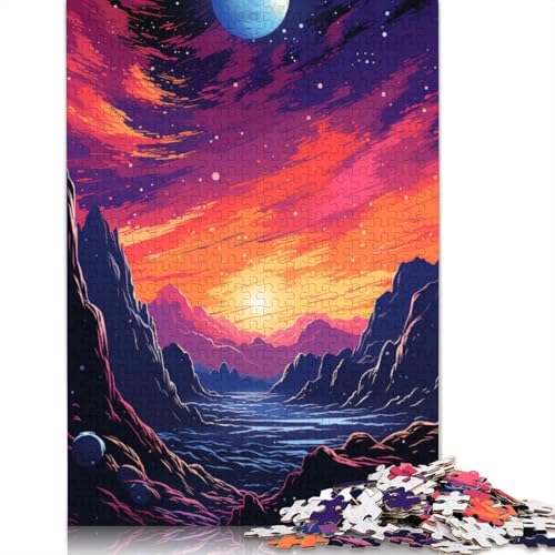 Puzzle für farbenfrohe Planetenlandschaften 1000-teiliges Puzzle Holzpuzzle für Erwachsene und Kinder ab Jahren Lernspiel Herausforderungsspielzeug 1000 Teile (75 x 50 cm) von wuzihanptpt