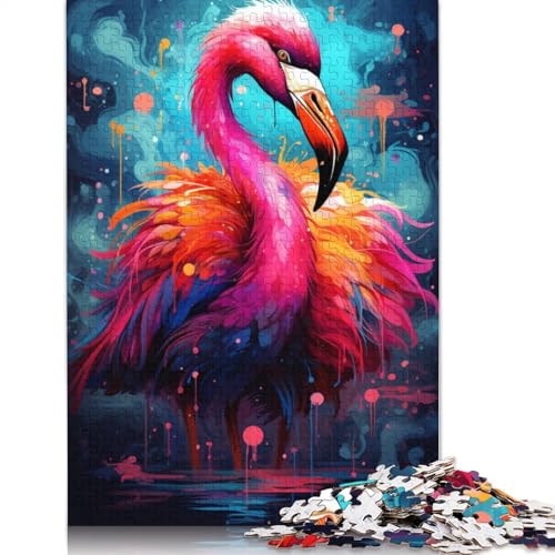 Puzzle für farbenfrohe psychedelische Flamingos 1000 Teile Puzzle aus Papier Puzzles für Erwachsene und Kinder ab Jahren Lernspiel Herausforderungsspielzeug 1000 Teile (38 x 26 cm) von wuzihanptpt