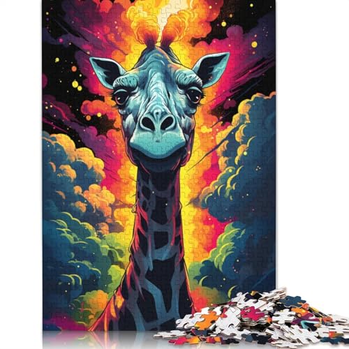 Puzzle für farbenfrohe psychedelische Giraffe 1000 Teile Puzzle aus Papier Puzzle für Erwachsene und Kinder ab Jahren Lernspiel Herausforderungsspielzeug 1000 Teile (38 x 26 cm) von wuzihanptpt