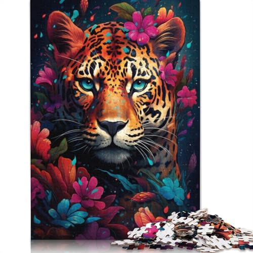 Puzzle für farbenfrohe psychedelische Leoparden 1000 Teile Puzzle aus Papier Puzzles für Erwachsene und Kinder ab Jahren Lernspiel Herausforderungsspielzeug 1000 Teile (38 x 26 cm) von wuzihanptpt