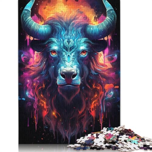 Puzzle für farbenfrohe psychedelische Neonkuh 1000 Teile Papierpuzzle für Erwachsene und Kinder ab Jahren Unterhaltung 1000 Teile (38 x 26 cm) von wuzihanptpt
