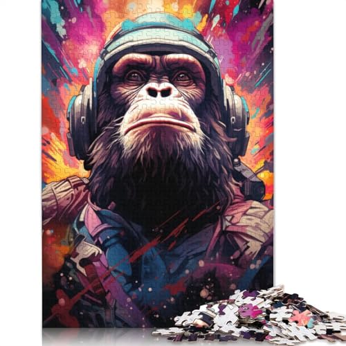 Puzzle für farbenfrohe psychedelische Orang-Utans 1000 Teile Puzzle aus Holz für Erwachsene und Kinder ab Jahren Lernspiel Herausforderungsspielzeug 1000 Teile (75 x 50 cm) von wuzihanptpt