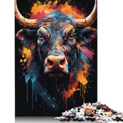 Puzzle für farbenfrohe psychedelische Seelentierkuh 1000 Teile Puzzle aus Holz für Erwachsene und Kinder ab Jahren Lernspiel Herausforderungsspielzeug 1000 Teile (75 x 50 cm) von wuzihanptpt