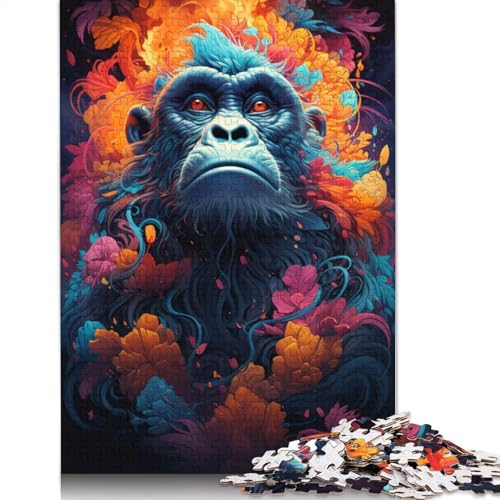 Puzzle für farbenfrohe psychedelische Tieraffen 1000 Teile Holzpuzzle für Erwachsene und die ganze Familie anspruchsvolles Spiel 1000 Teile (75 x 50 cm) von wuzihanptpt