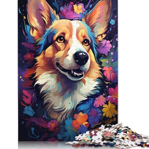 Puzzle für farbenfrohen Corgi-Hund 1000 Teile Puzzle aus Papier Puzzle für Erwachsene und Kinder ab Jahren Lernspiel Herausforderungsspielzeug 1000 Teile (38 x 26 cm) von wuzihanptpt