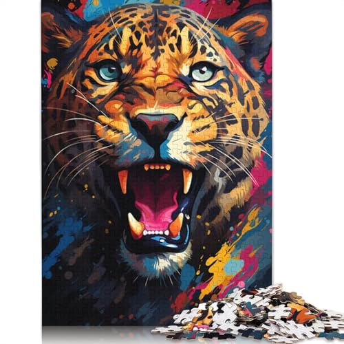 Puzzle für farbenfrohen Fantasie-Leoparden 1000 Teile Puzzle aus Papier Puzzle für Erwachsene und Kinder ab Jahren Lernspiel Herausforderungsspielzeug 1000 Teile (38 x 26 cm) von wuzihanptpt