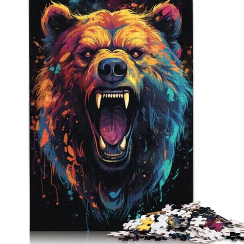 Puzzle für farbenfrohen psychedelischen Bären 1000 Teile Puzzle aus Papier für Erwachsene und Kinder ab Jahren Lernspiel Herausforderungsspielzeug 1000 Teile (38 x 26 cm) von wuzihanptpt