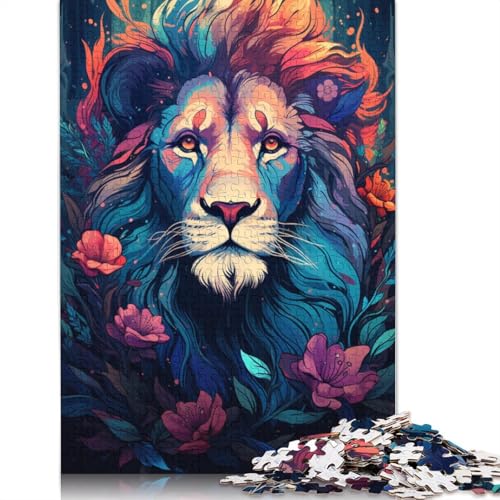Puzzle für farbenfrohen psychedelischen Blumenlöwen 1000-teilig Holzpuzzle für Erwachsene und die ganze Familie anspruchsvolles Spiel 1000 Teile (75 x 50 cm) von wuzihanptpt
