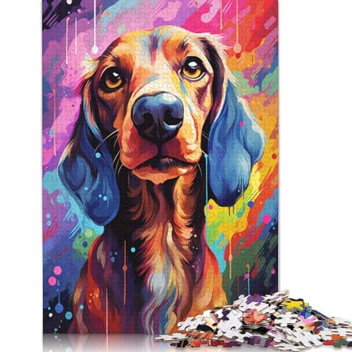 Puzzle für farbenfrohen psychedelischen Dackel 1000 Teile Puzzle aus Holz für Erwachsene und Kinder ab Jahren Lernspiel Herausforderungsspielzeug 1000 Teile (75 x 50 cm) von wuzihanptpt
