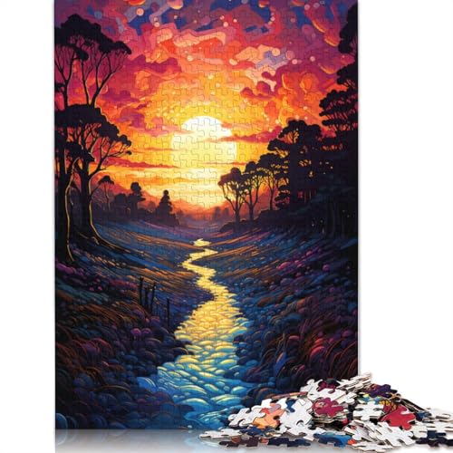 Puzzle für farbenfroher Psychedelischer verträumter Sonnenuntergang 1000-teiliges Puzzle für und Kinder Papierpuzzle für und Kinder ab einem Alter von 1000 Jahren tolles Geschenk für von wuzihanptpt