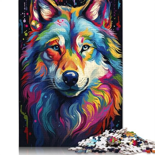Puzzle für farbenfrohes psychedelisches Wolfsgemälde 1000 Teile Puzzle aus Papier Puzzle für Erwachsene und Kinder ab Jahren Lernspiel Herausforderungsspielzeug 1000 Teile (38 x 26 cm) von wuzihanptpt