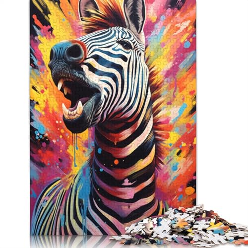Puzzle für farbenfrohes psychedelisches Zebra 1000 Teile Papierpuzzle für Erwachsene und die ganze Familie anspruchsvolles Spiel 1000 Teile (38 x 26 cm) von wuzihanptpt