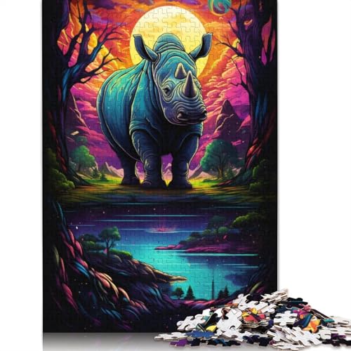 Puzzle für farbige Nashörner 1000 Teile Puzzle aus Papier Puzzles für Erwachsene und Kinder ab Jahren Lernspiel Herausforderungsspielzeug 1000 Teile (38 x 26 cm) von wuzihanptpt