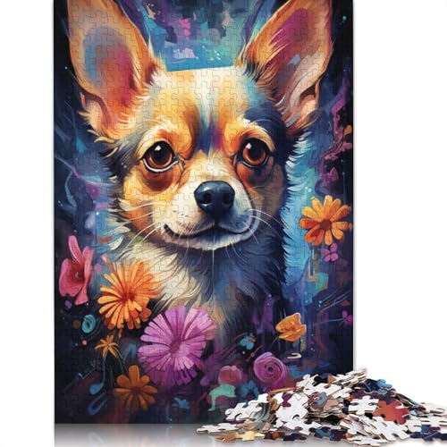 Puzzle für psychedelischen Chihuahua-Hund 1000 Teile Papierpuzzle für Erwachsene und die ganze Familie anspruchsvolles Spiel 1000 Teile (38 x 26 cm) von wuzihanptpt