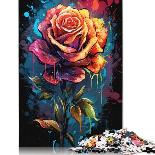 Puzzle mit 1000 Teilen „Blutiges Gemälde Einer Rose“ Puzzle für Erwachsene Papierpuzzle anspruchsvolles Spiel 1000 Teile (38 x 26 cm) von wuzihanptpt