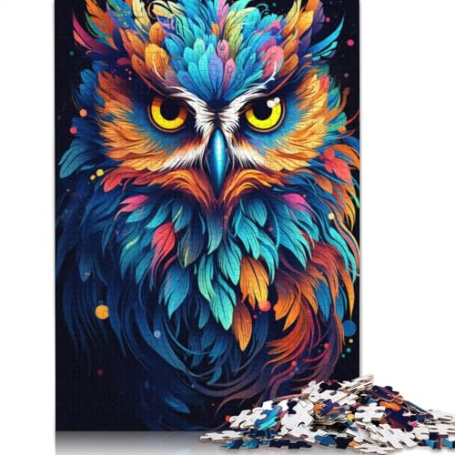 Puzzle mit 1000 Teilen „Buntes_Psychedelisches_Einer_Wüste_Eule“ Puzzle für Erwachsene Holzpuzzle lustige Puzzlespiele 1000 Teile (75 x 50 cm) von wuzihanptpt
