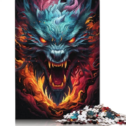 Puzzle mit 1000 Teilen Farbmalerei Drachen-Puzzle Holzpuzzle Familiendekoration 1000 Teile (75 x 50 cm) von wuzihanptpt