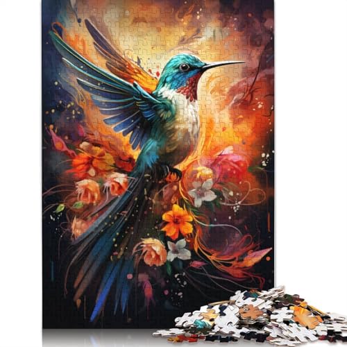 Puzzle mit 1000 Teilen Farbmalerei Kolibri-Puzzle für Erwachsene Holzpuzzle Familienspiele 1000 Teile (75 x 50 cm) von wuzihanptpt