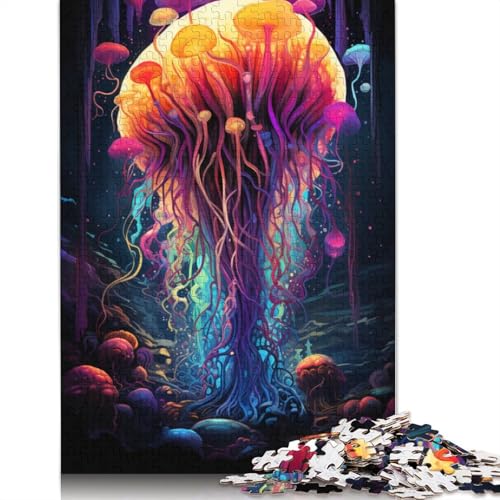 Puzzle mit 1000 Teilen Farbmalerei Quallen-Puzzle für Erwachsene Holzpuzzle Heimdekoration 1000 Teile (75 x 50 cm) von wuzihanptpt