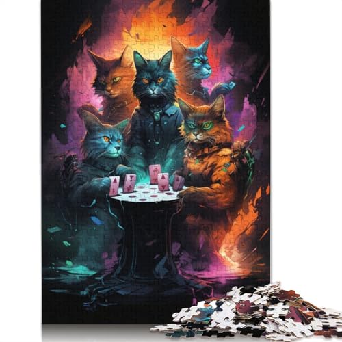 Puzzle mit 1000 Teilen Farbmalerei psychedelisches Katzen-Puzzle für Erwachsene Holzpuzzle Puzzle praktisches Spiel 1000 Teile (75 x 50 cm) von wuzihanptpt