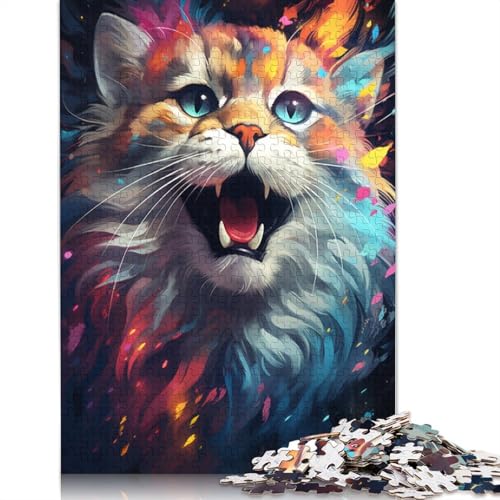 Puzzle mit 1000 Teilen Farbmalerei süßes Katzen-Puzzle Holzpuzzle Lernspielzeug 1000 Teile (75 x 50 cm) von wuzihanptpt