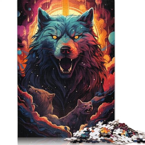 Puzzle mit 1000 Teilen Galaxie-Wolf-Puzzle Holzpuzzle Lernspielzeug 1000 Teile (75 x 50 cm) von wuzihanptpt