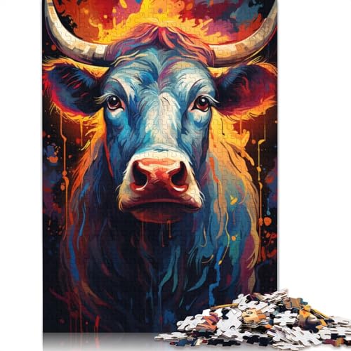 Puzzle mit 1000 Teilen Gemälde Einer bunten Kuh Puzzle für Erwachsene Papierpuzzle Puzzle praktisches Spiel 1000 Teile (38 x 26 cm) von wuzihanptpt