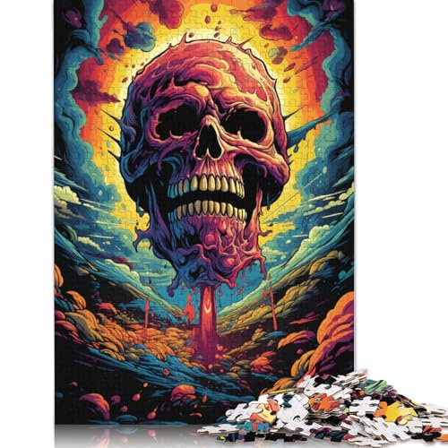 Puzzle mit 1000 Teilen Gemälde von bunten Totenköpfen Holzpuzzle Familiendekoration 1000 Teile (75 x 50 cm) von wuzihanptpt