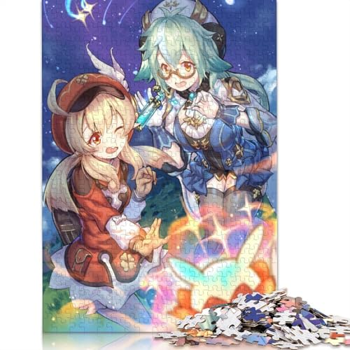 Puzzle mit 1000 Teilen Genshin Impact Klee Puzzle für Erwachsene Holzpuzzle anspruchsvolles Spiel 1000 Teile (75 x 50 cm) von wuzihanptpt