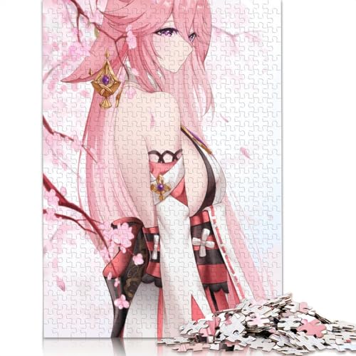 Puzzle mit 1000 Teilen Genshin Impact Yae Miko Puzzle für Erwachsene Holzpuzzle interessantes Puzzle zur Stressreduzierung 1000 Teile (75 x 50 cm) von wuzihanptpt