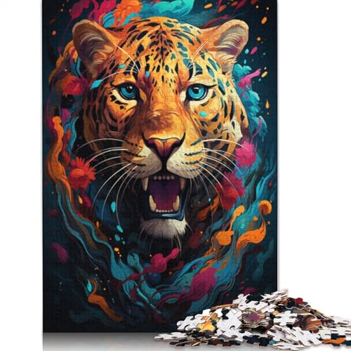 Puzzle mit 1000 Teilen Lernspiele Fantasie buntes Leoparden-Puzzle Holzpuzzle Familienunterhaltungsspielzeug 1000 Teile (75 x 50 cm) von wuzihanptpt