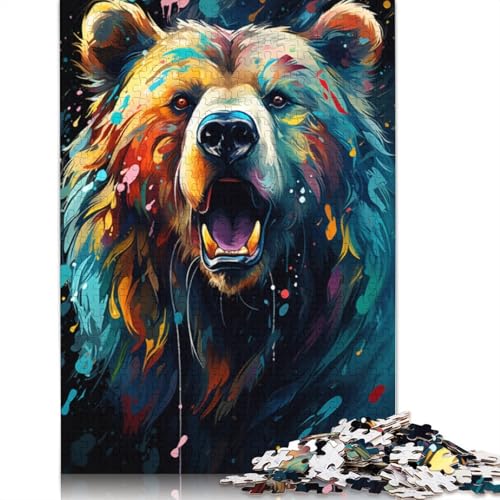 Puzzle mit 1000 Teilen Lernspiele Malen Bunte Bärenkunst Puzzle Holzpuzzle Familienunterhaltungsspielzeug 1000 Teile (75 x 50 cm) von wuzihanptpt