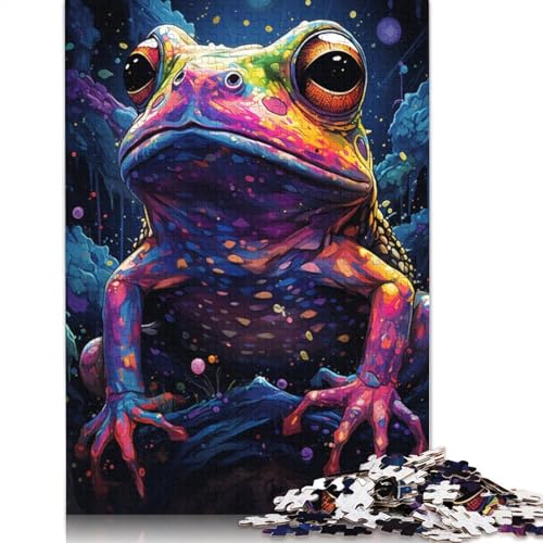 Puzzle mit 1000 Teilen Lernspiele Malen farbenfrohe Froschkunst Puzzle Holzpuzzle Familienunterhaltungsspielzeug 1000 Teile (75 x 50 cm) von wuzihanptpt